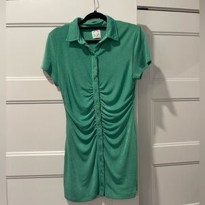 With Jean Green Button Up Bodycon Dress